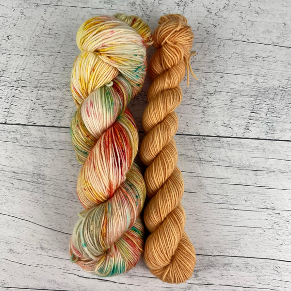 Mexico (115g) + Potiron (35g) - Ensemble de laine pour bas SW merino/nylon, prête à partir