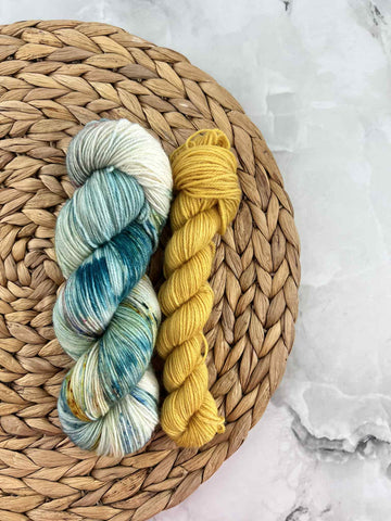 Allô l'été (115g) + Rayon de miel (25g) - Ensemble de laine pour bas SW BFL/nylon, prête à partir