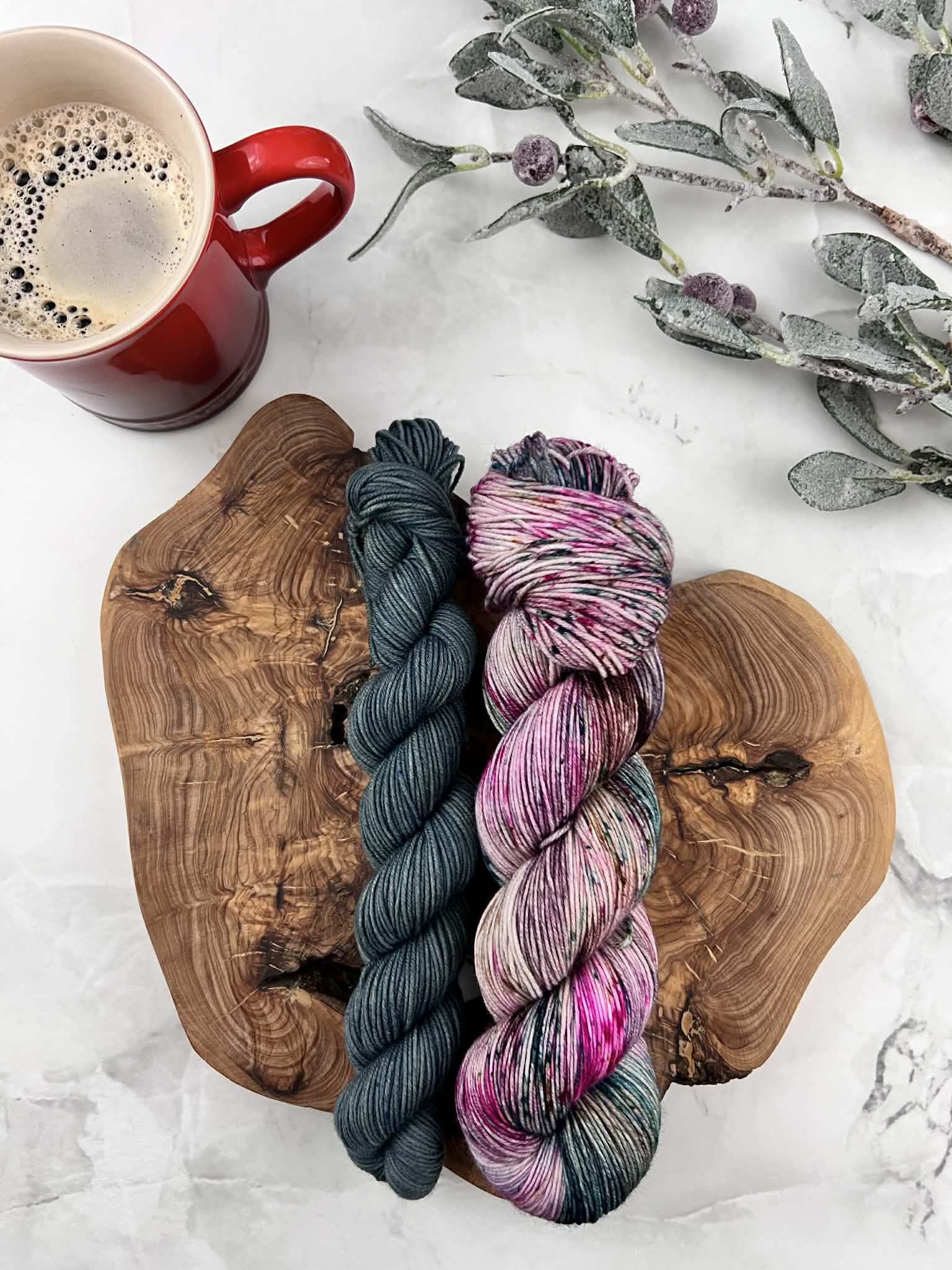 Gingerbread twist (115g) + Montagnes (35g) - Ensemble de laine pour bas SW merino/nylon, prête à partir