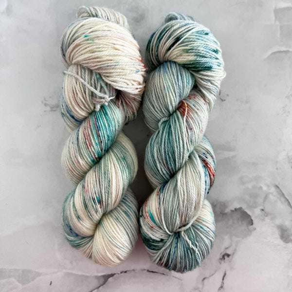 Douceur tropicale (115g) + Forêt boréale (25g) - Ensemble de laine pour bas SW BFL/nylon, prête à partir