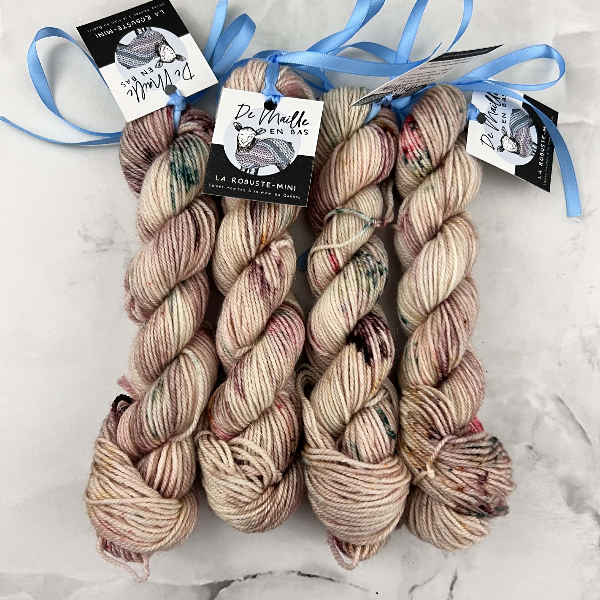 Noël Vintage - Mini écheveaux de laine fingering SW BFL/nylon, prête à partir