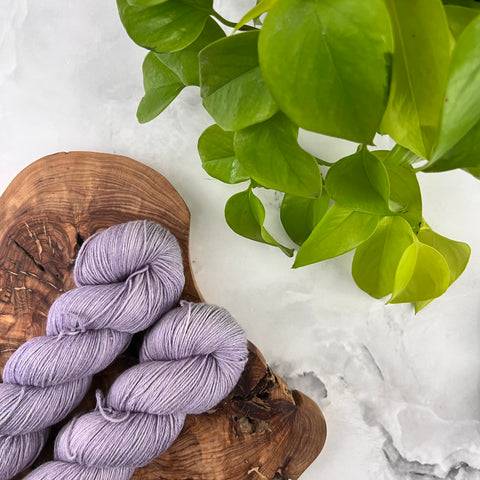 Lavande - Laine grosseur fingering SW merino/coton, prête à partir
