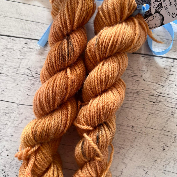 Citrouille - Mini écheveaux de laine fingering SW BFL/nylon, prête à partir