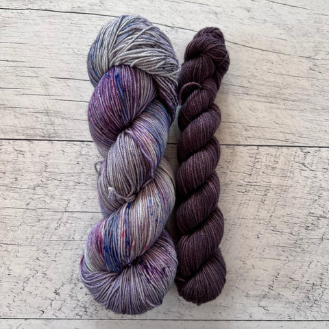 Abysse (115g) + Morphée (35g) - Ensemble de laine pour bas SW merino/nylon, prête à partir