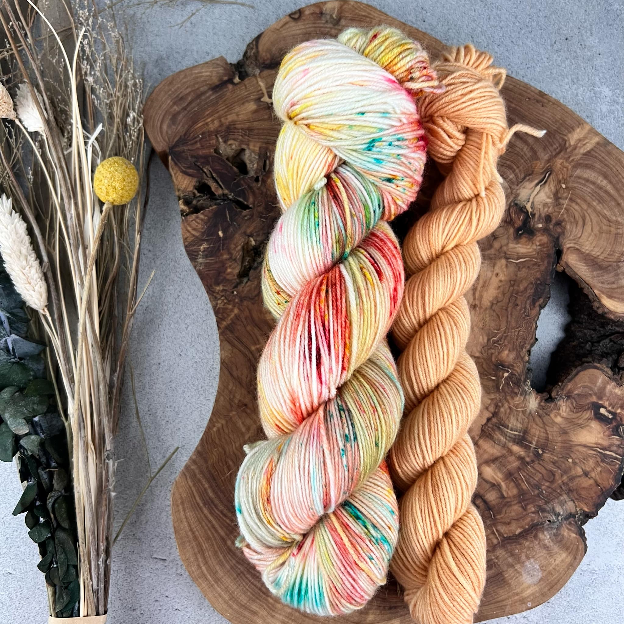 Mexico (115g) + Potiron (35g) - Ensemble de laine pour bas SW merino/nylon, prête à partir