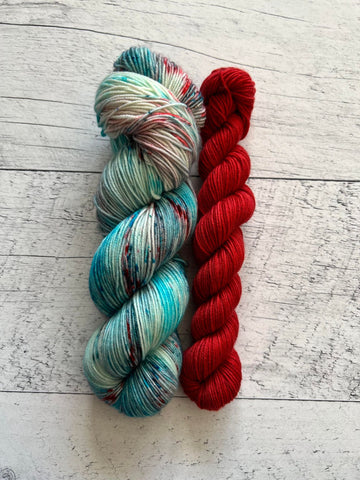 Let it snow! (115g) + Atoca (35g) - Ensemble de laine pour bas SW merino/nylon, prête à partir