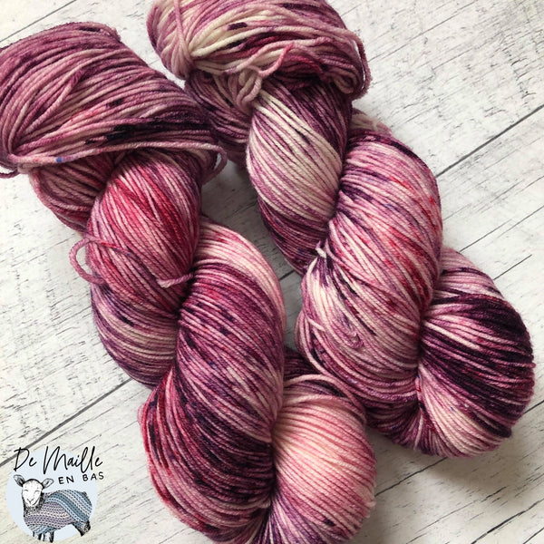 Coulis de petits fruits - Laine grosseur fingering SW merino/nylon, prête à partir