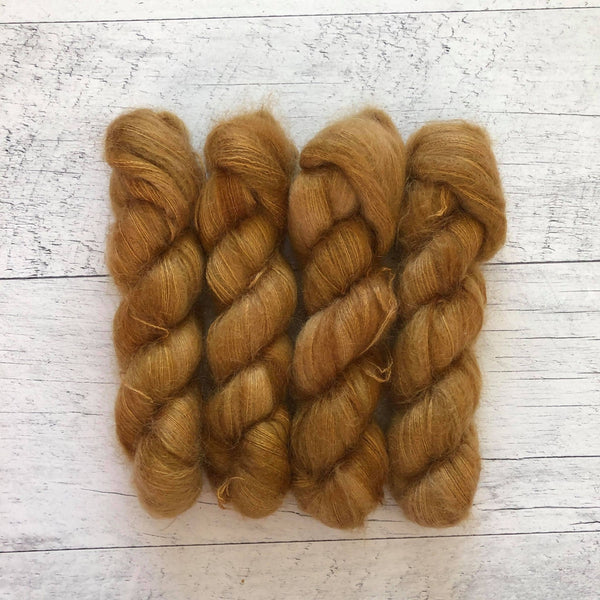 Caramel salé - Laine grosseur dentelle lace mohair/soie, prête à partir