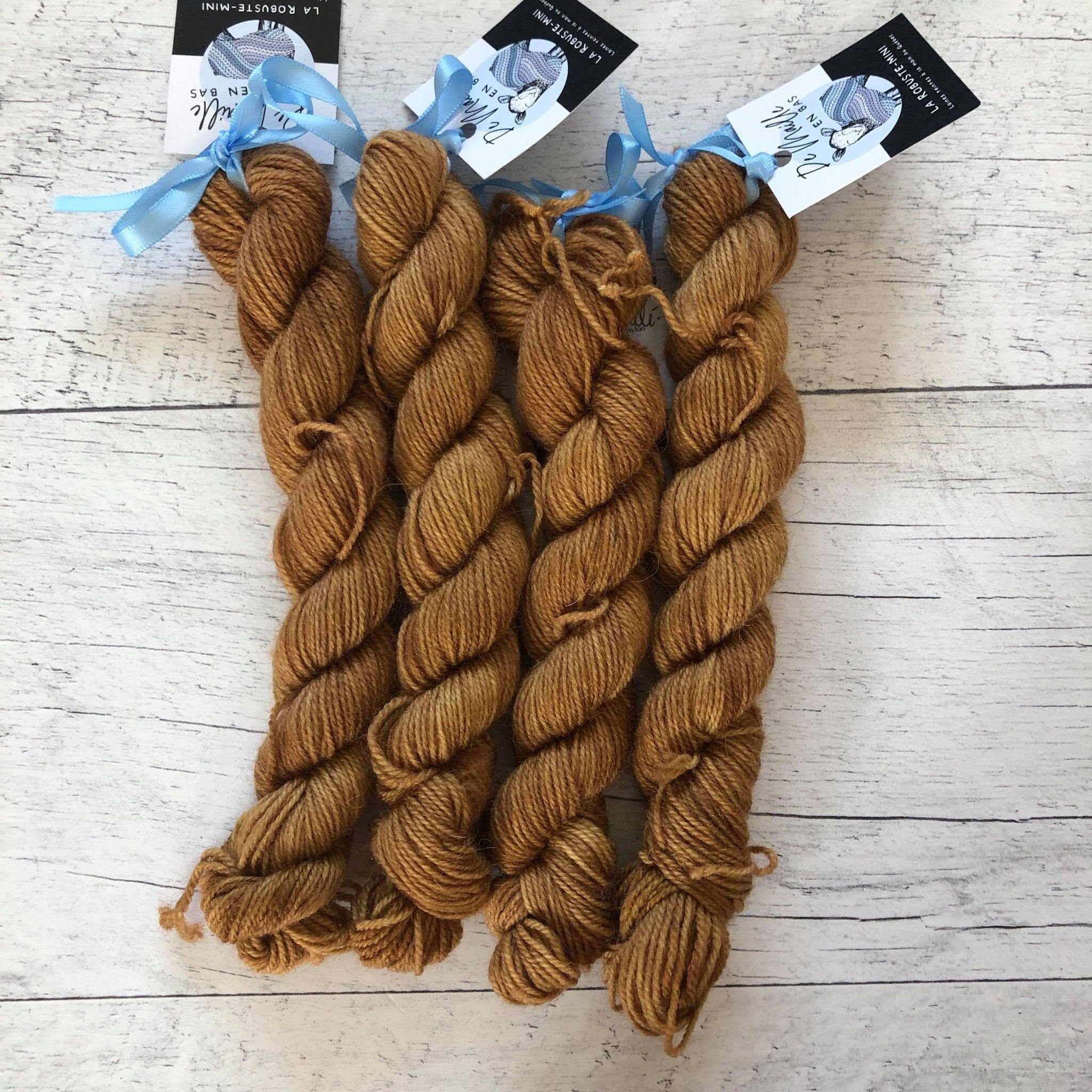 Caramel salé - Mini écheveaux de laine fingering SW BFL/nylon, prête à partir